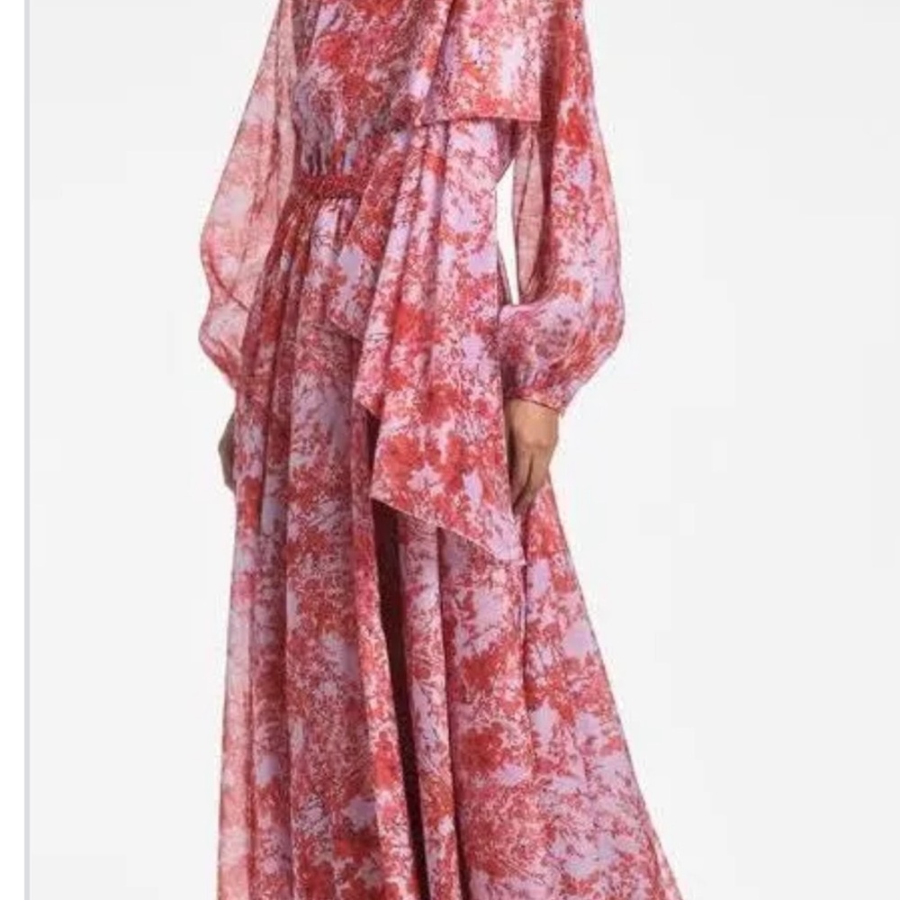 Sachin + Babi Red and Pink Long Sleeve Dress